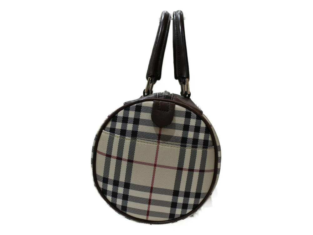 Burberry Beige Check Boston Handbag Nova Bag Brown Leather Tan Brown